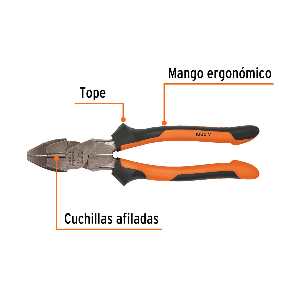 Pinza para electricista 9" alta palanca con mango Comfort Grip