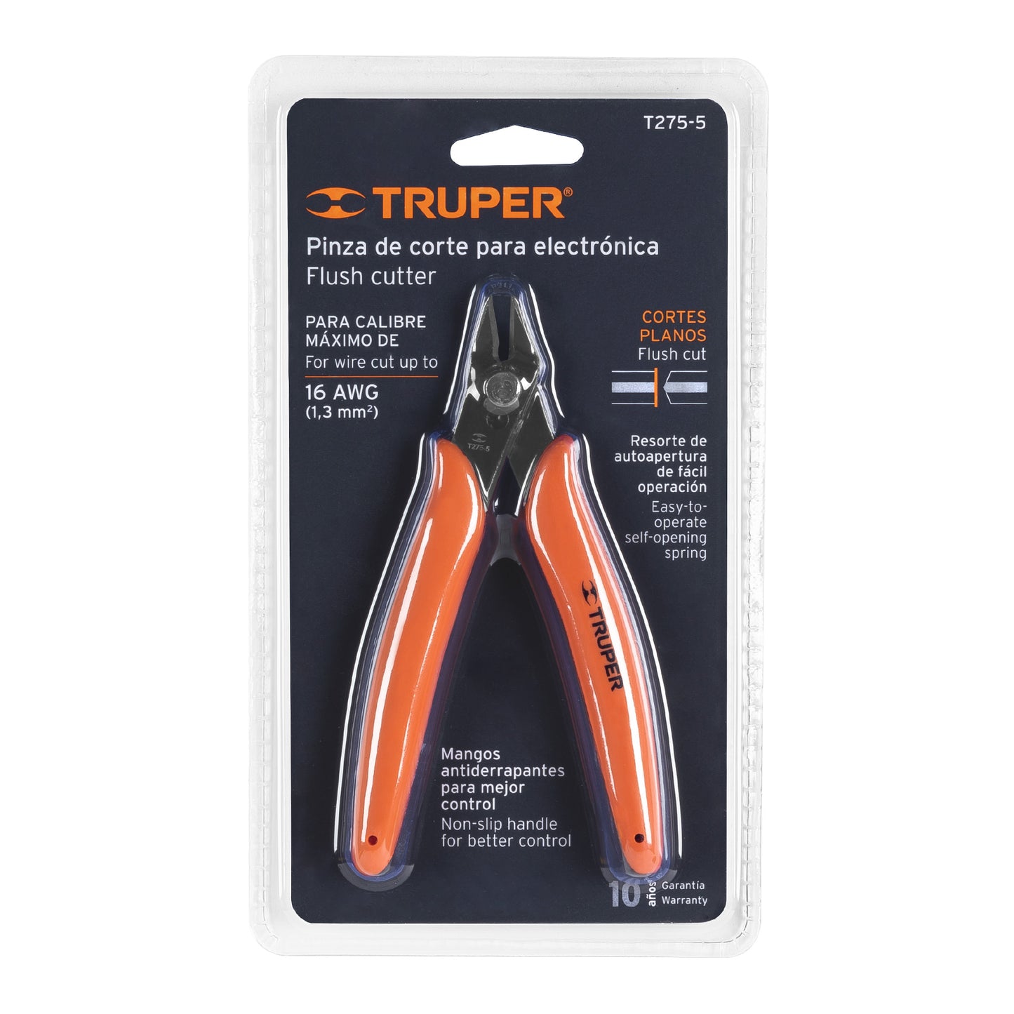 Pinza de corte para electrónica de 5 pulgadas con mango antiderrapante