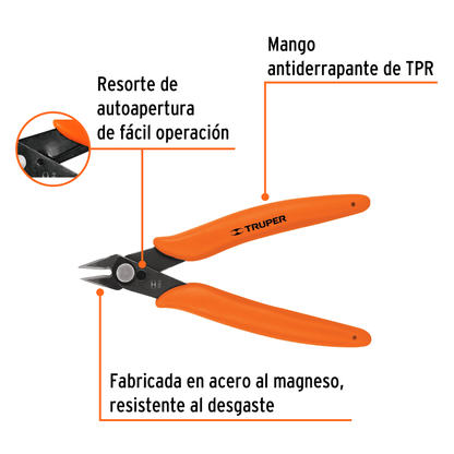 Pinza de corte para electrónica de 5 pulgadas con mango antiderrapante