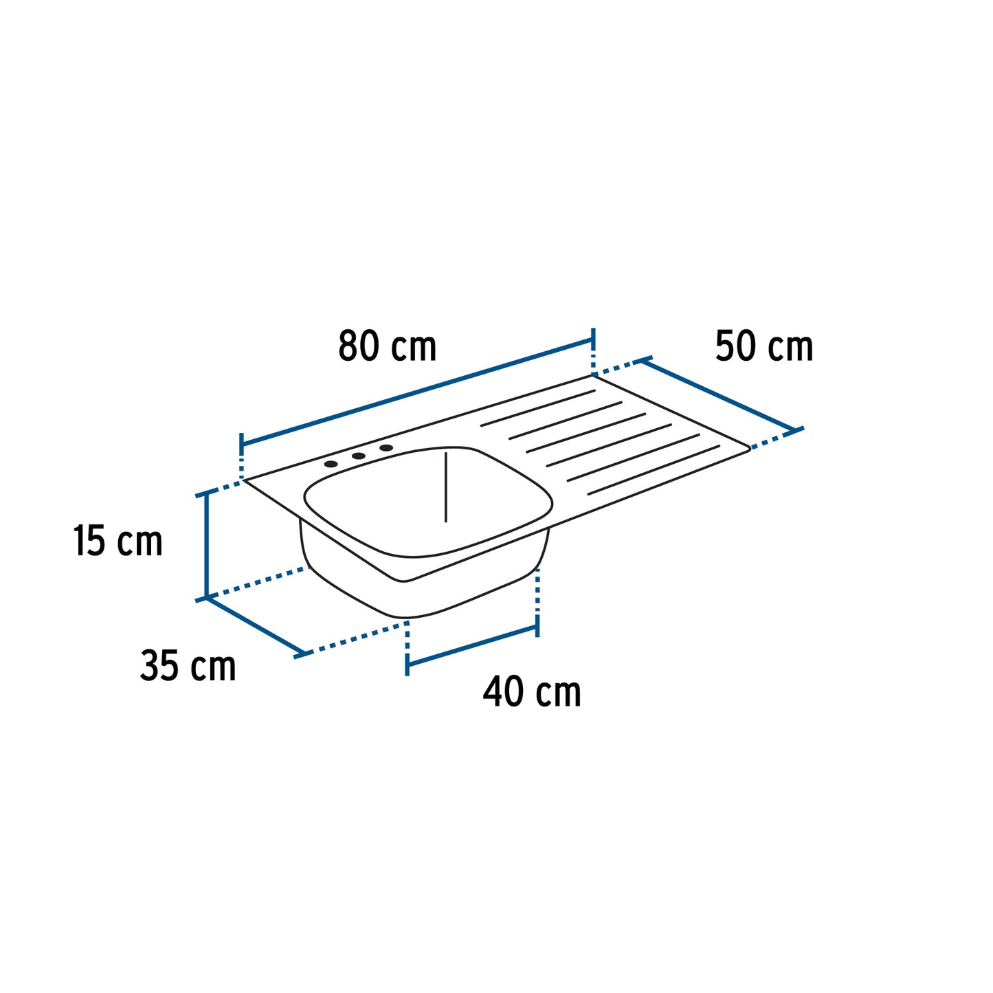 Tarja de sobreponer de 100x50 cm con tina izquierda y acabado satín