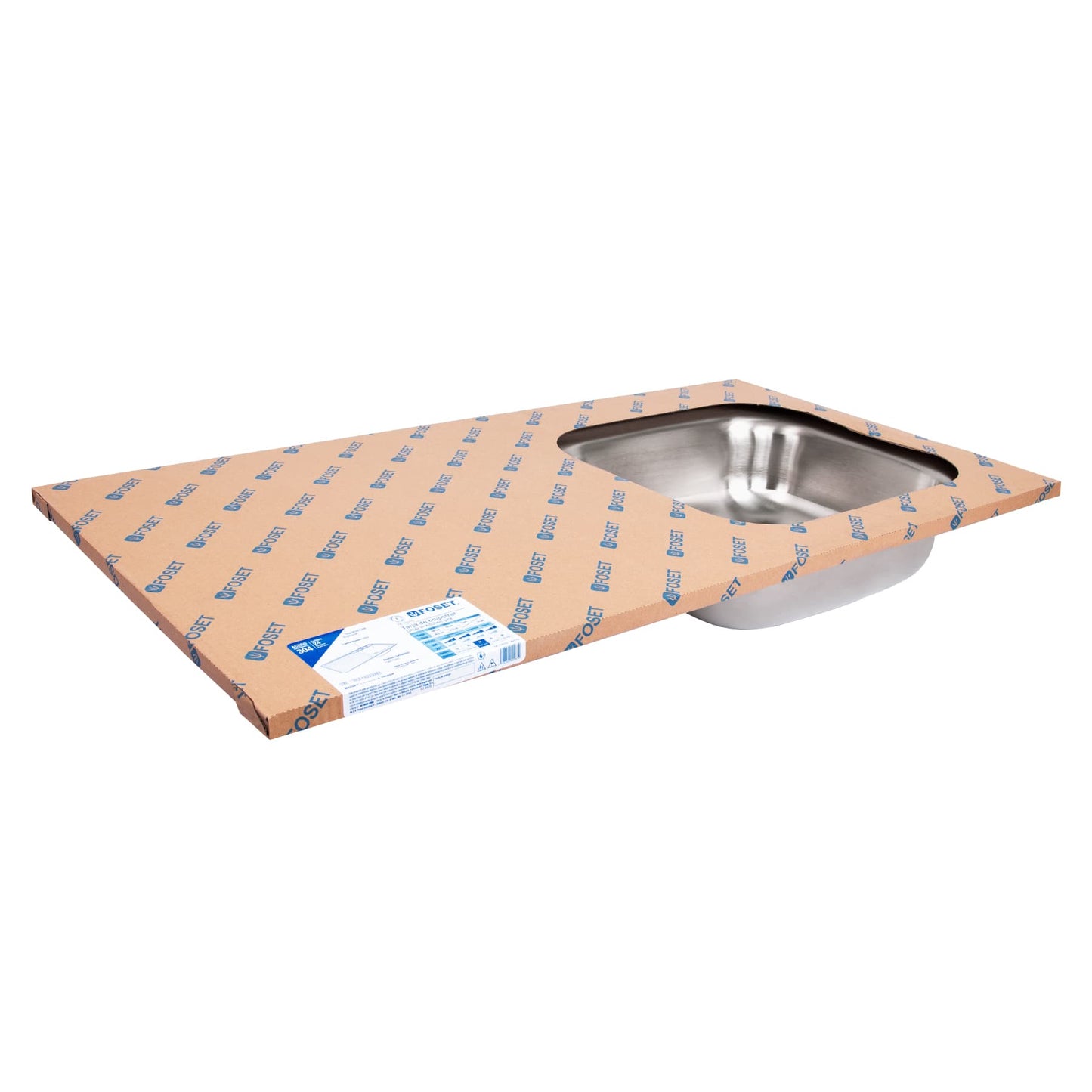 Tarja de empotrar de 100x50 cm con tina derecha y acabado satín