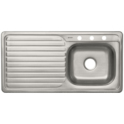 Tarja de empotrar de 100x50 cm con tina derecha y acabado satín