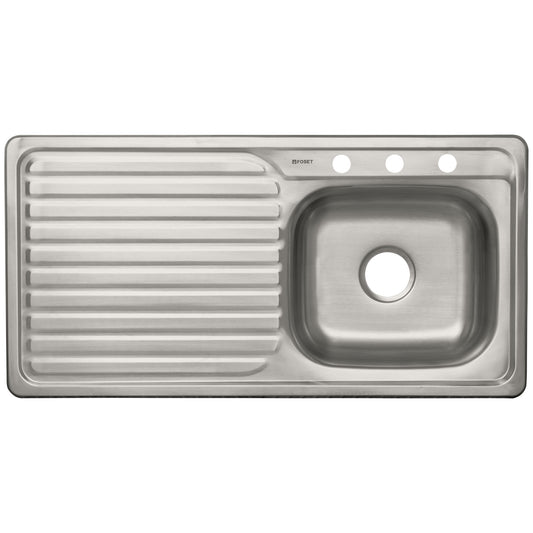 Tarja de empotrar de 100x50 cm con tina derecha y acabado satín