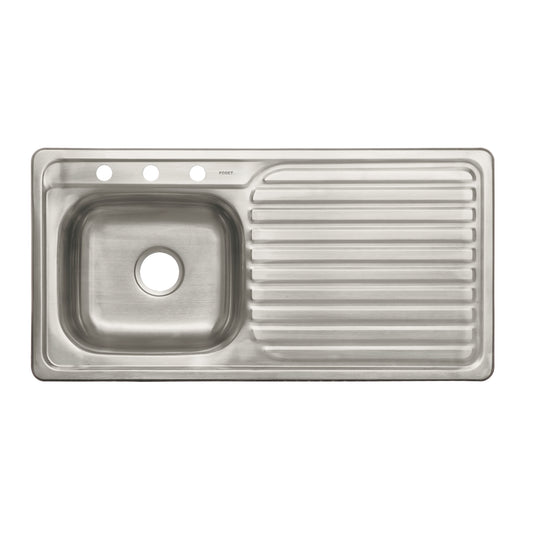 Tarja de empotrar de 100x50 cm con tina izquierda y acabado satín