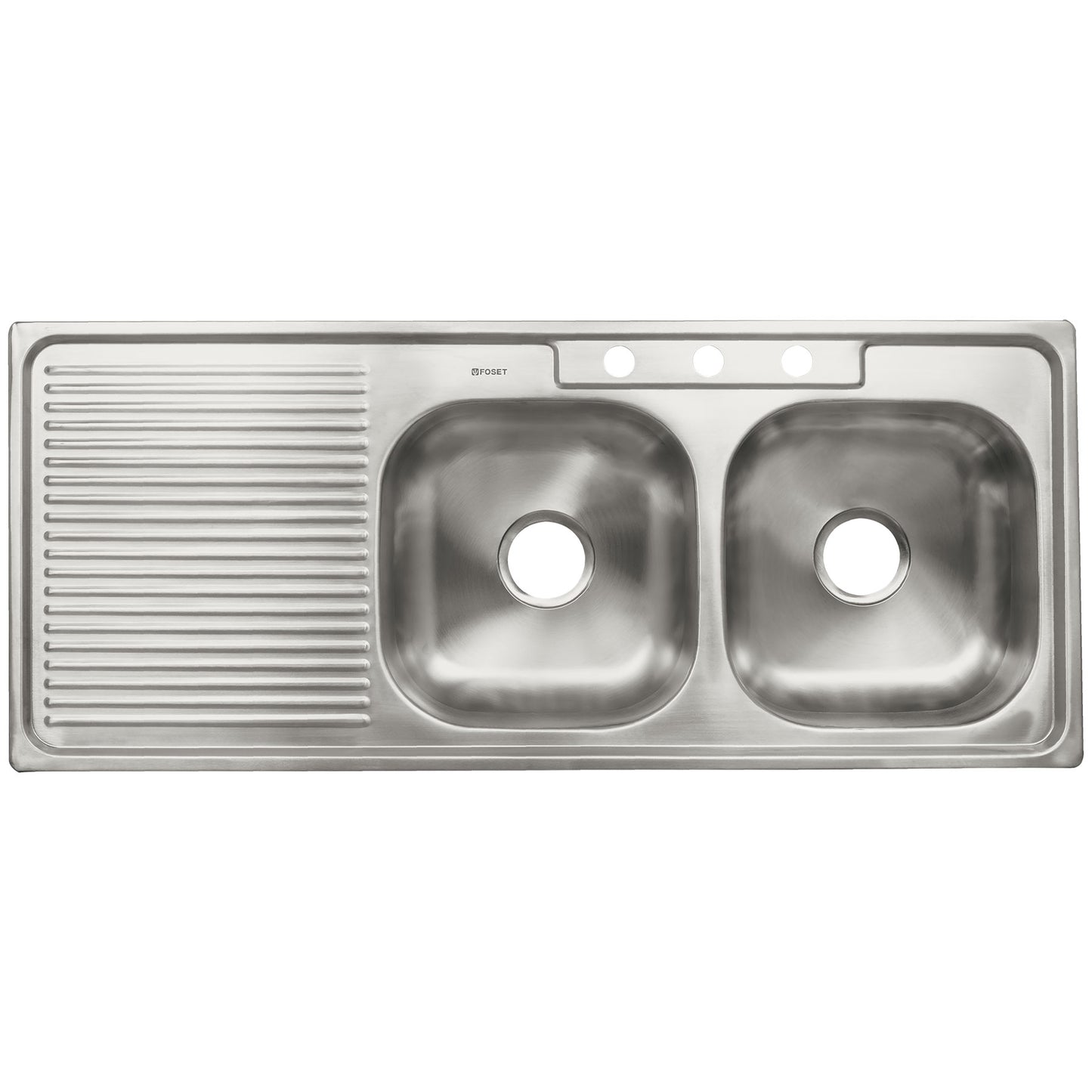 Tarja de empotrar de 120x50 cm con doble tina derecha y acabado satín