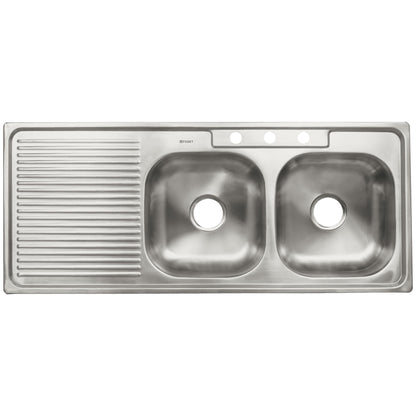 Tarja de empotrar de 120x50 cm con doble tina derecha y acabado satín