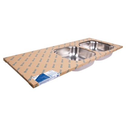 Tarja de empotrar de 120x50 cm con doble tina derecha y acabado satín