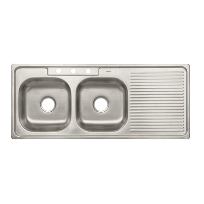 Tarja de empotrar de 120x50 cm con doble tina izquierda y acabado satín