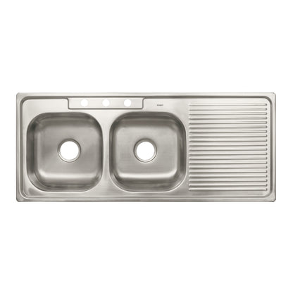 Tarja de empotrar de 120x50 cm con doble tina izquierda y acabado satín