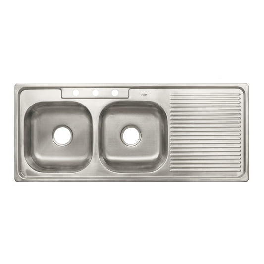 Tarja de empotrar de 120x50 cm con doble tina izquierda y acabado satín