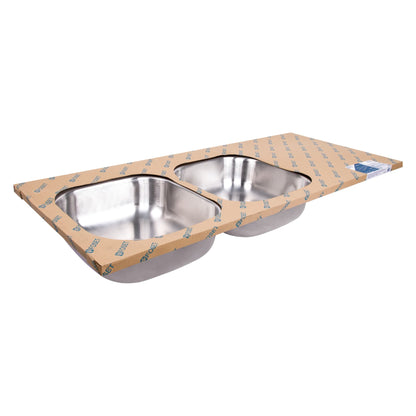 Tarja de empotrar de 120x50 cm con doble tina izquierda y acabado satín