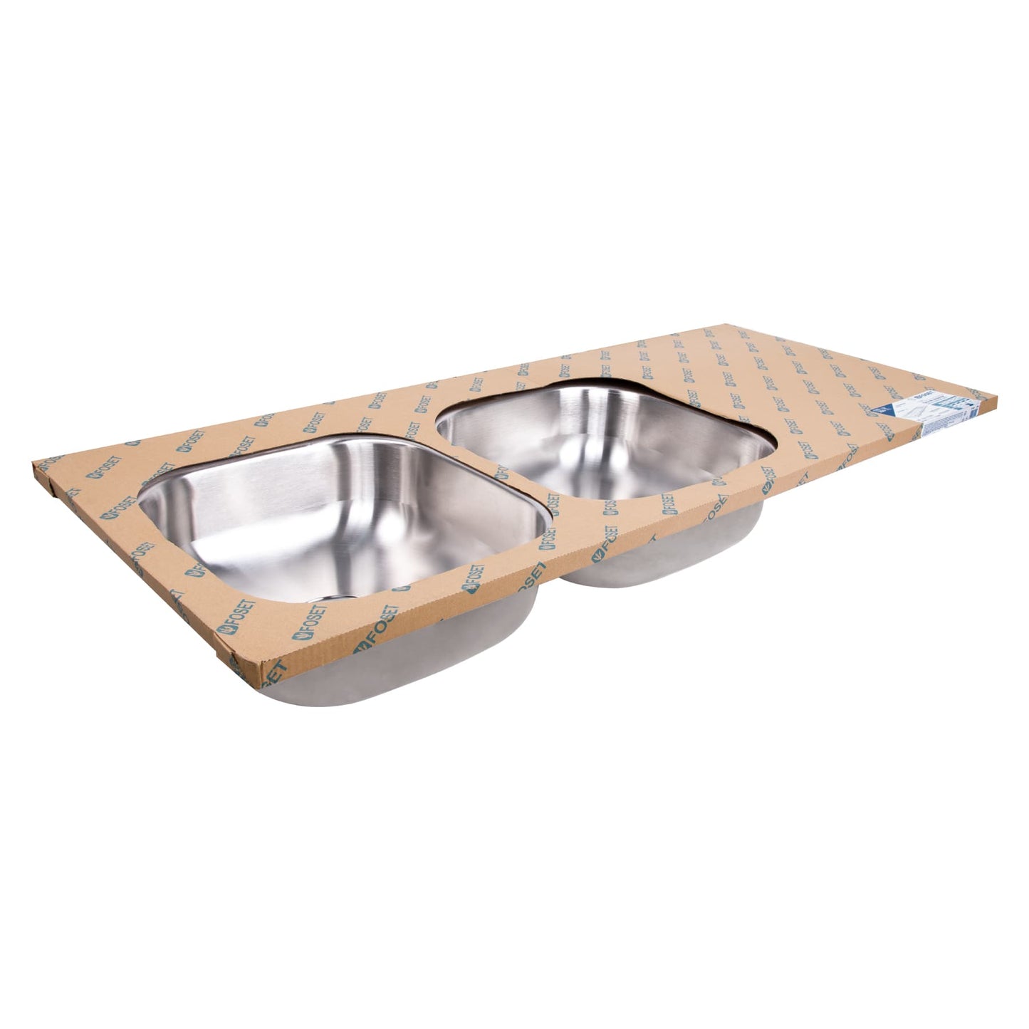 Tarja de empotrar de 120x50 cm con doble tina izquierda y acabado satín