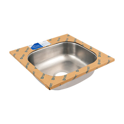 Tarja de empotrar sencilla de 48x48 cm con acabado satín y 3 perforaciones