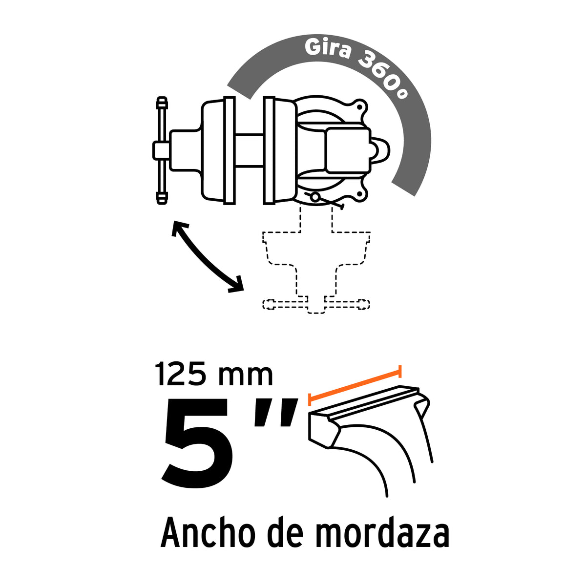 Tornillo de banco 5 pulg uso industrial - SKU 18593