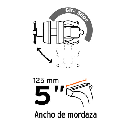 Tornillo de banco 5 pulg uso industrial - SKU 18593