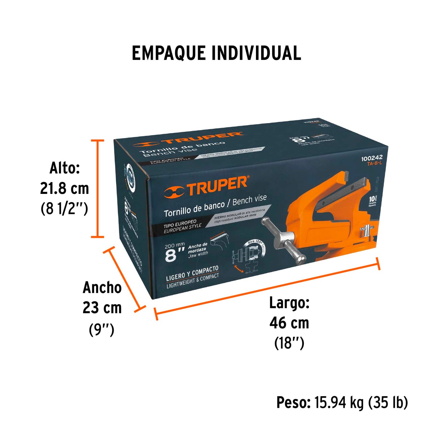 Tornillo de banco 8 pulg tipo europeo - SKU 100242