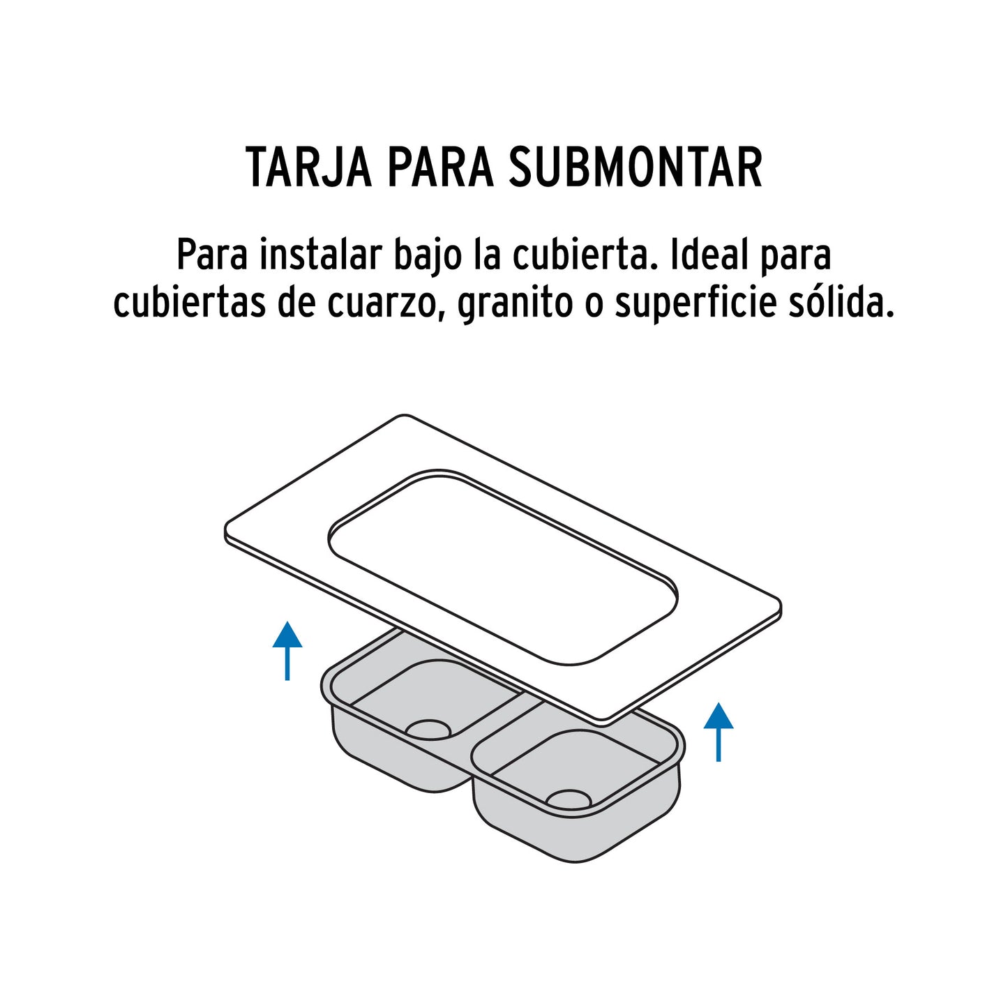 Tarja de submontar de 82x47x23 cm con doble tina y acabado satín