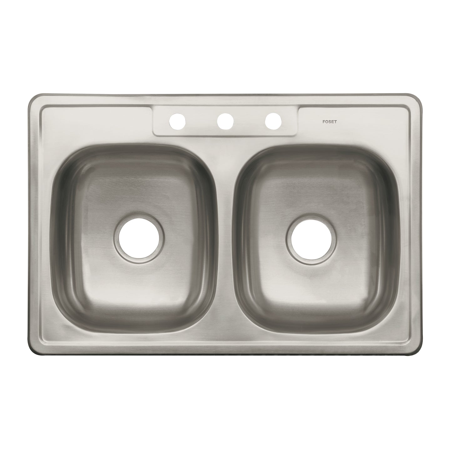 Tarja de empotrar de 84x56 cm con doble tina y tres perforaciones para grifería
