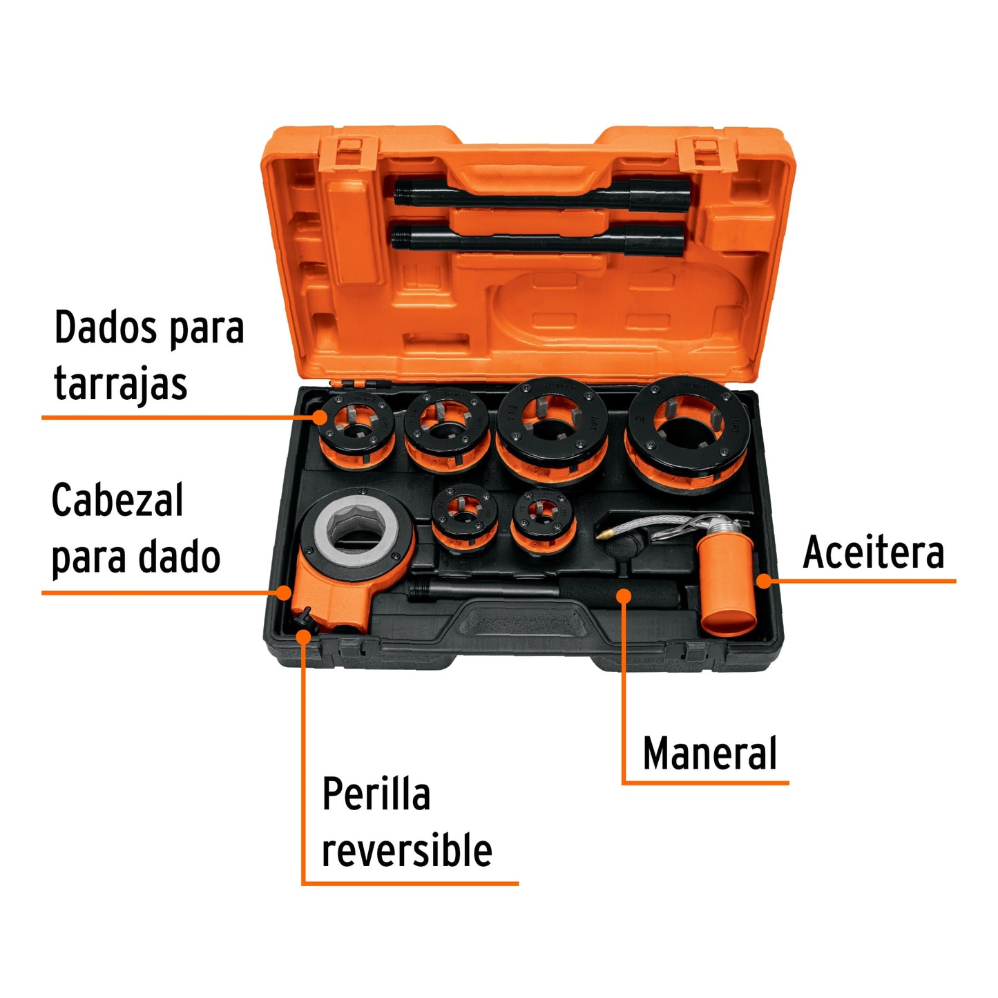 Juego 9 Tarrajas para Tubo 1/2 a 2 pulg