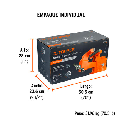 Tornillo de banco 8 pulg uso industrial - SKU 18595