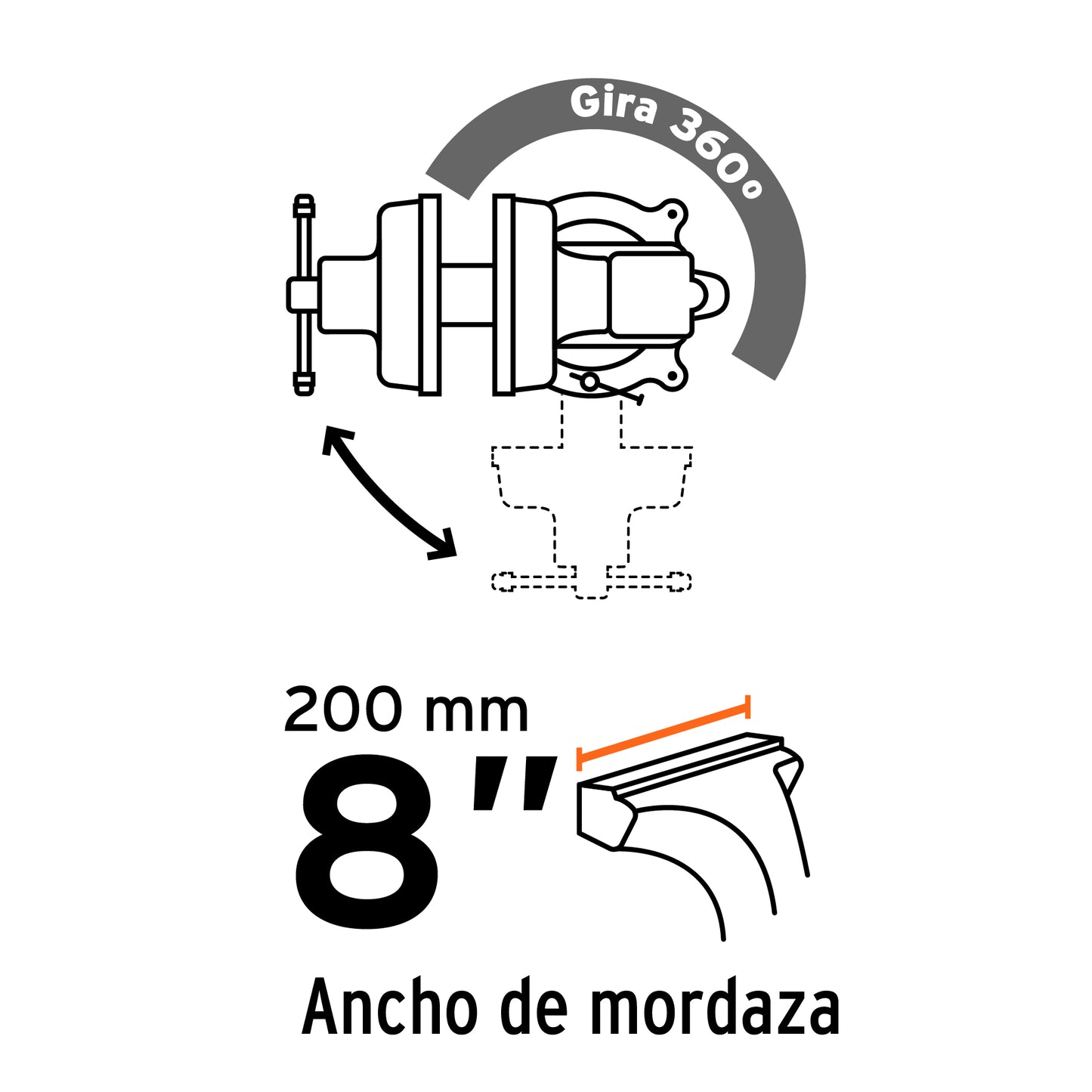 Tornillo de banco 8 pulg uso industrial - SKU 18595