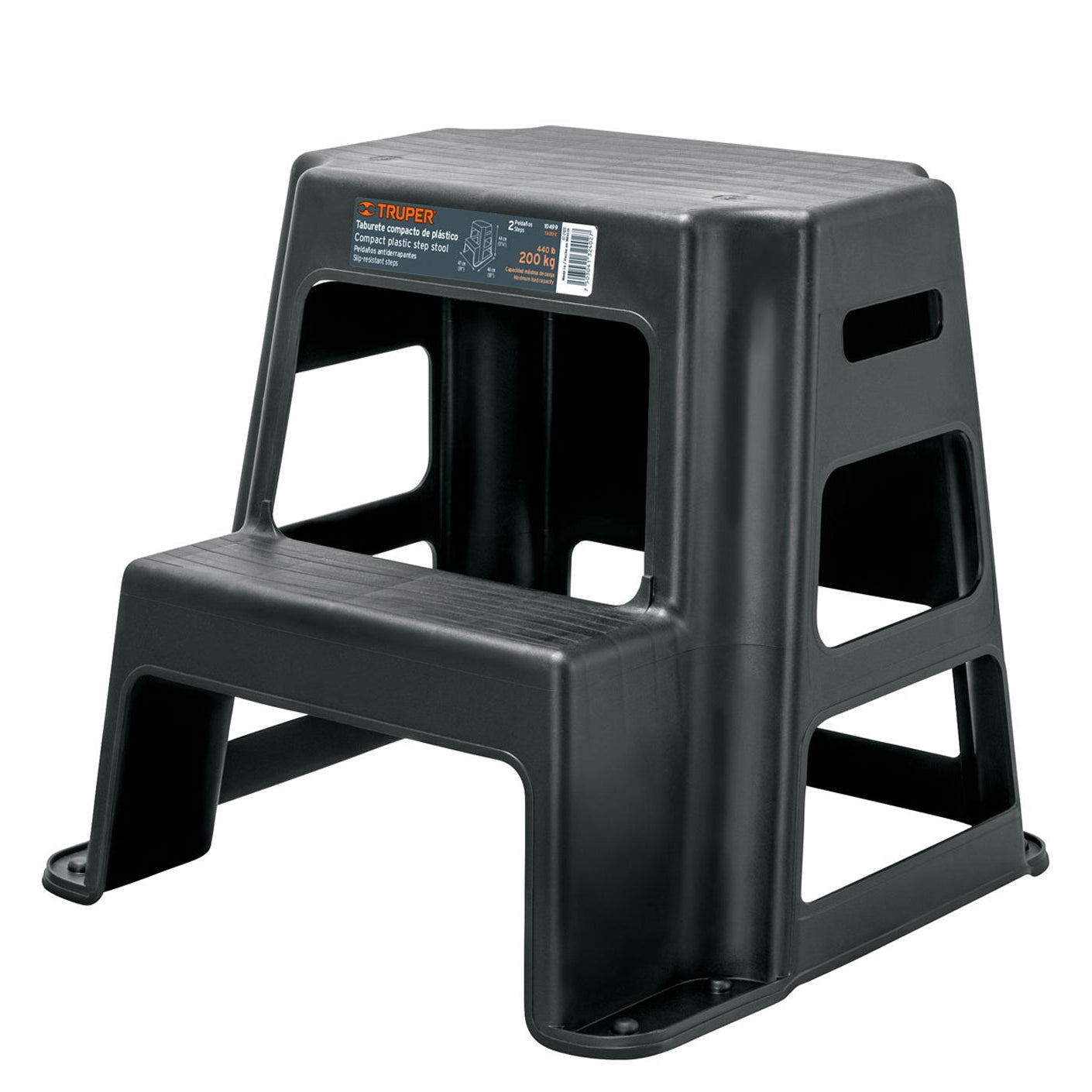 Taburete de 2 peldaños con capacidad de 200 kg y diseño antiderrapante
