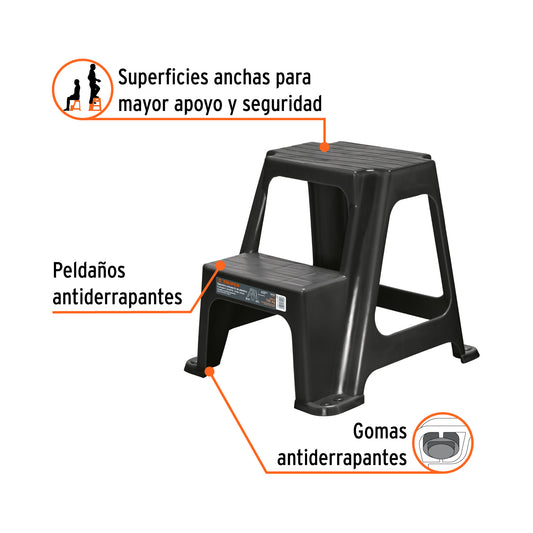 Taburete ligero de plástico, 2 peldaños · vista 2