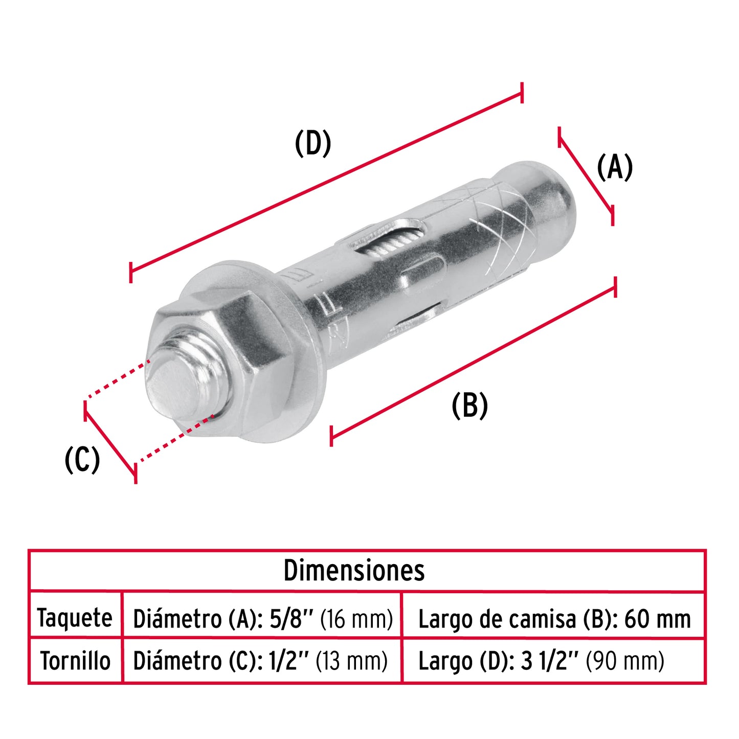 2 Taquetes Expansivos 1/2 pulg con Tornillo