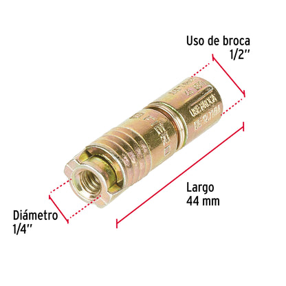 4 Taquetes Expansivos 1/4 pulg sin Tornillo