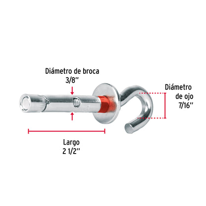 4 Taquetes Expansivos 10x65 mm Armella Abierta