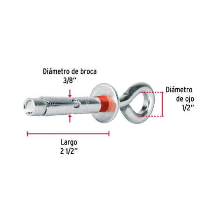 4 Taquetes Expansivos 10x65 mm Armella Cerrada