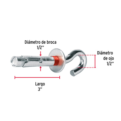2 Taquetes Expansivos 12x75 mm Armella Abierta