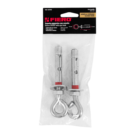 2 Taquetes Expansivos 12x75 mm Armella Cerrada
