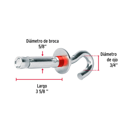 2 Taquetes Expansivos 16x90 mm Armella Abierta