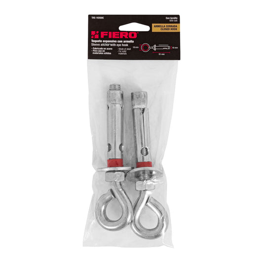 2 Taquetes Expansivos 16x90 mm Armella Cerrada