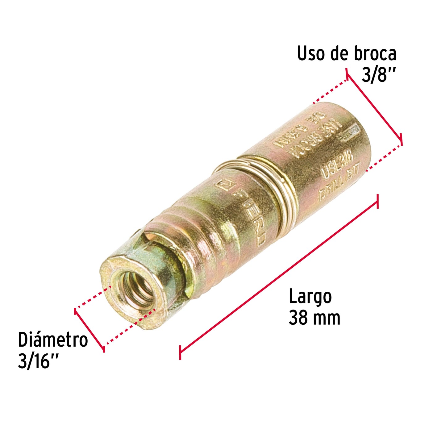 4 Taquetes Expansivos 3/16 pulg sin Tornillo