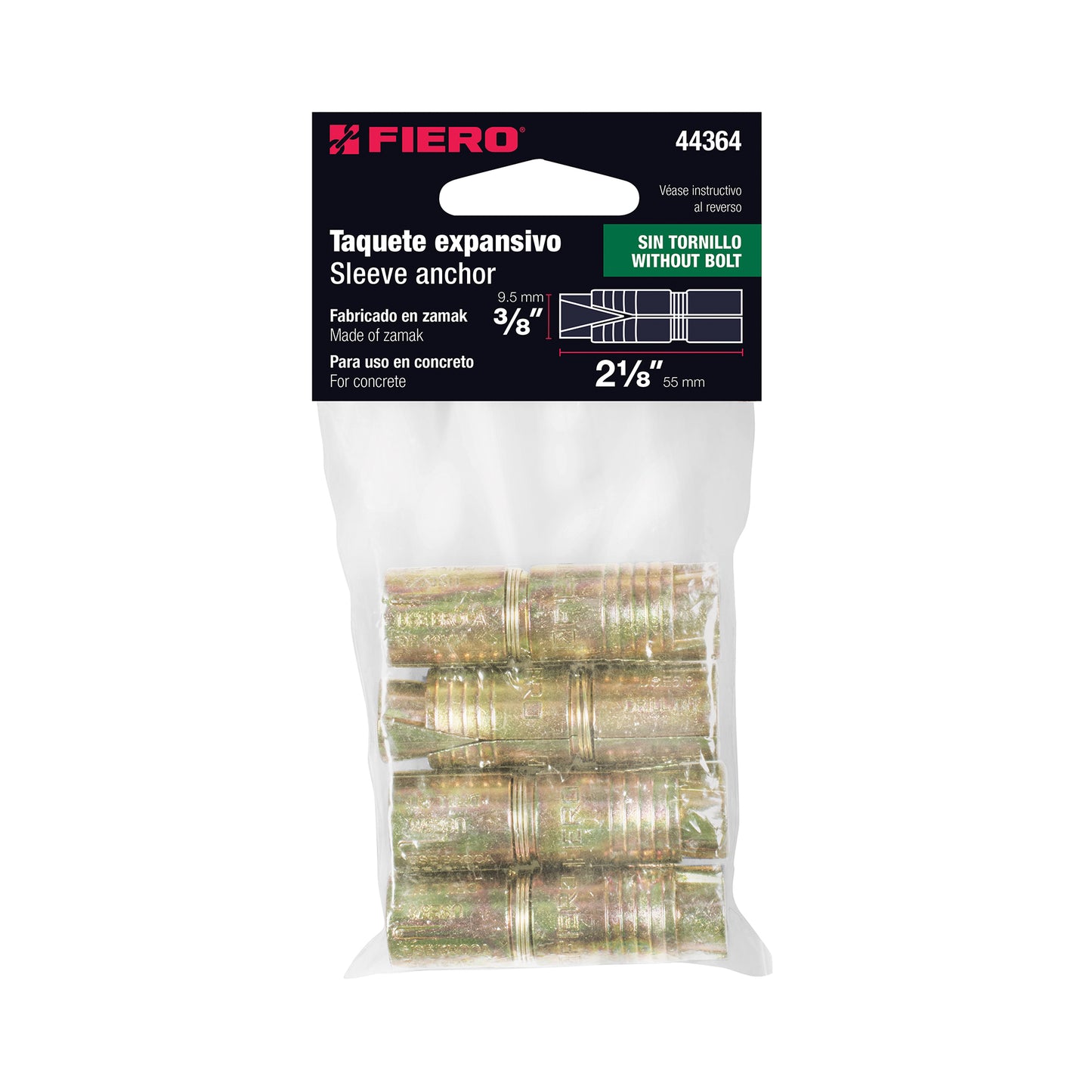 4 Taquetes Expansivos 3/8 pulg sin Tornillo
