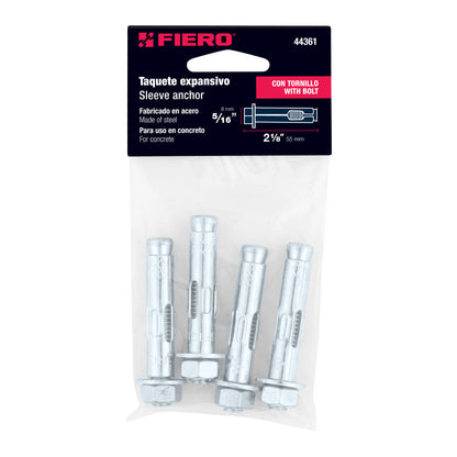 4 Taquetes Expansivos 5/16 pulg con Tornillo