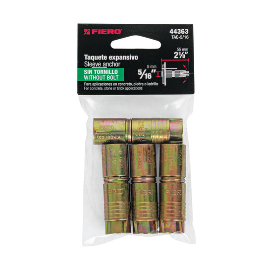 4 Taquetes Expansivos 5/16 pulg sin Tornillo