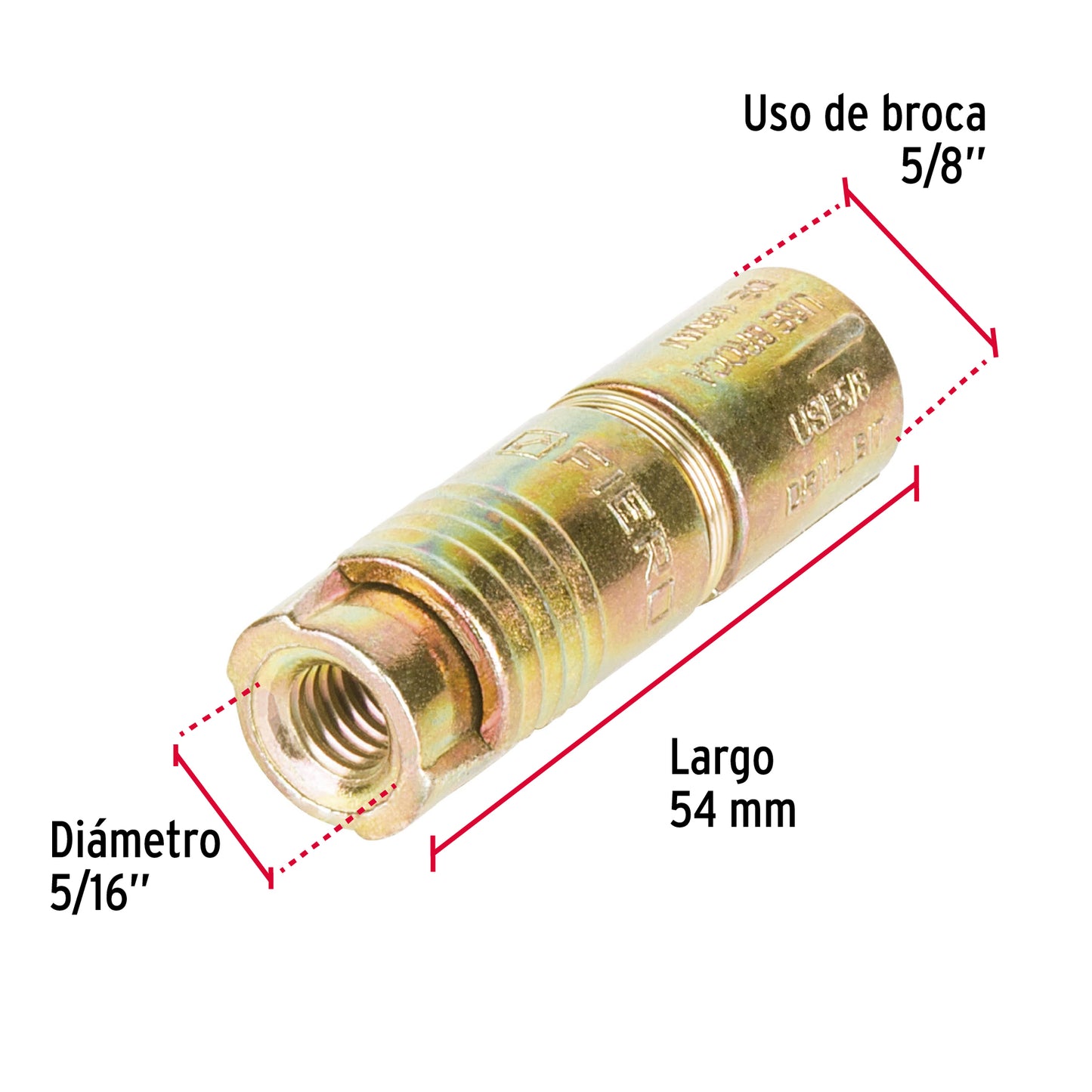 4 Taquetes Expansivos 5/16 pulg sin Tornillo