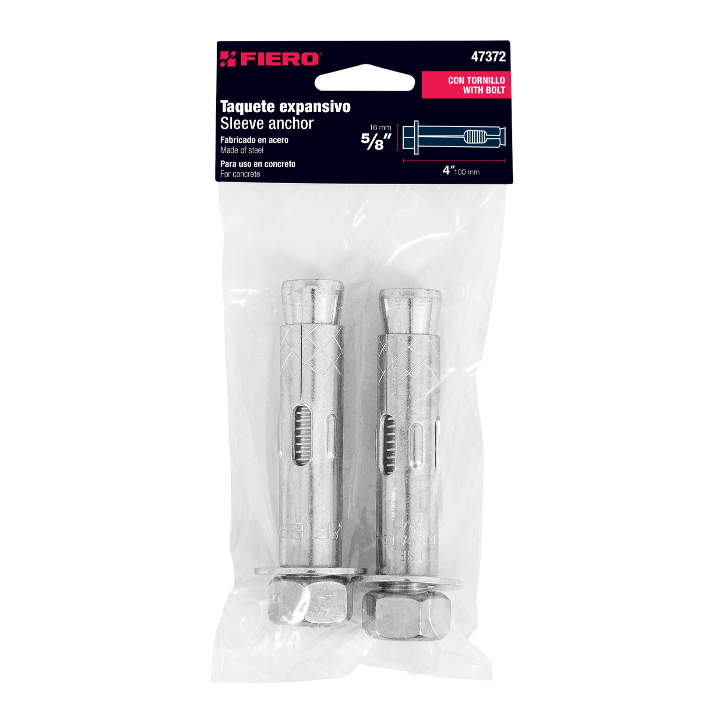 2 Taquetes Expansivos 5/8 pulg con Tornillo