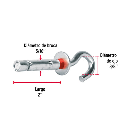 4 Taquetes Expansivos 8x50 mm Armella Abierta