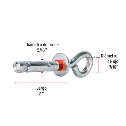 4 Taquetes Expansivos 8x50 mm Armella Cerrada