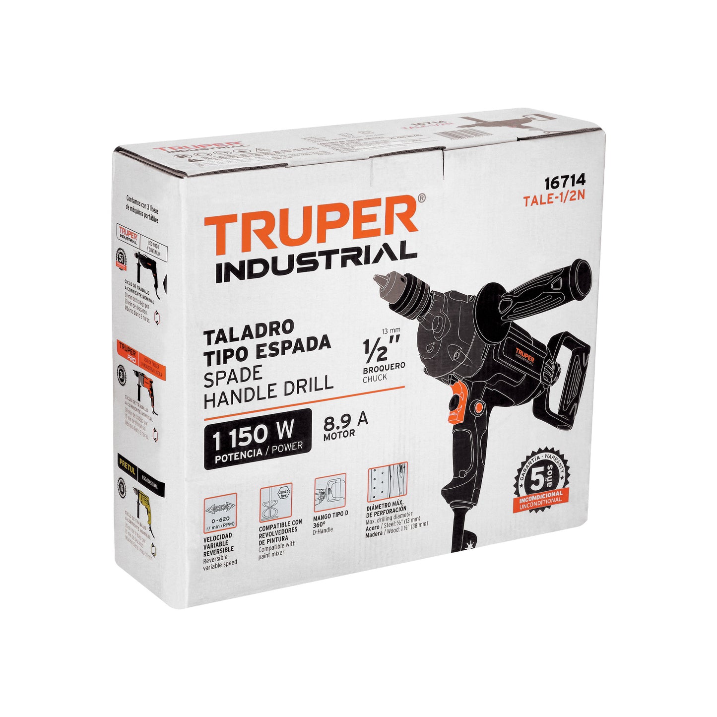 Taladro/destornillador tipo espada 1/2" 1150 W industrial