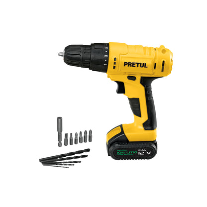 Taladro inalámbrico de 3/8 in con batería 12 V y una batería de 2 Ah