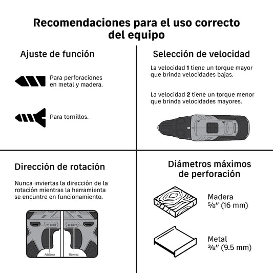 Taladro/destornillador 3/8", 12V, 1 batería 2Ah · vista 2