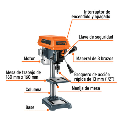 Taladro de banco 8 pulg 1/3 HP 1/2 pulg - SKU 16174