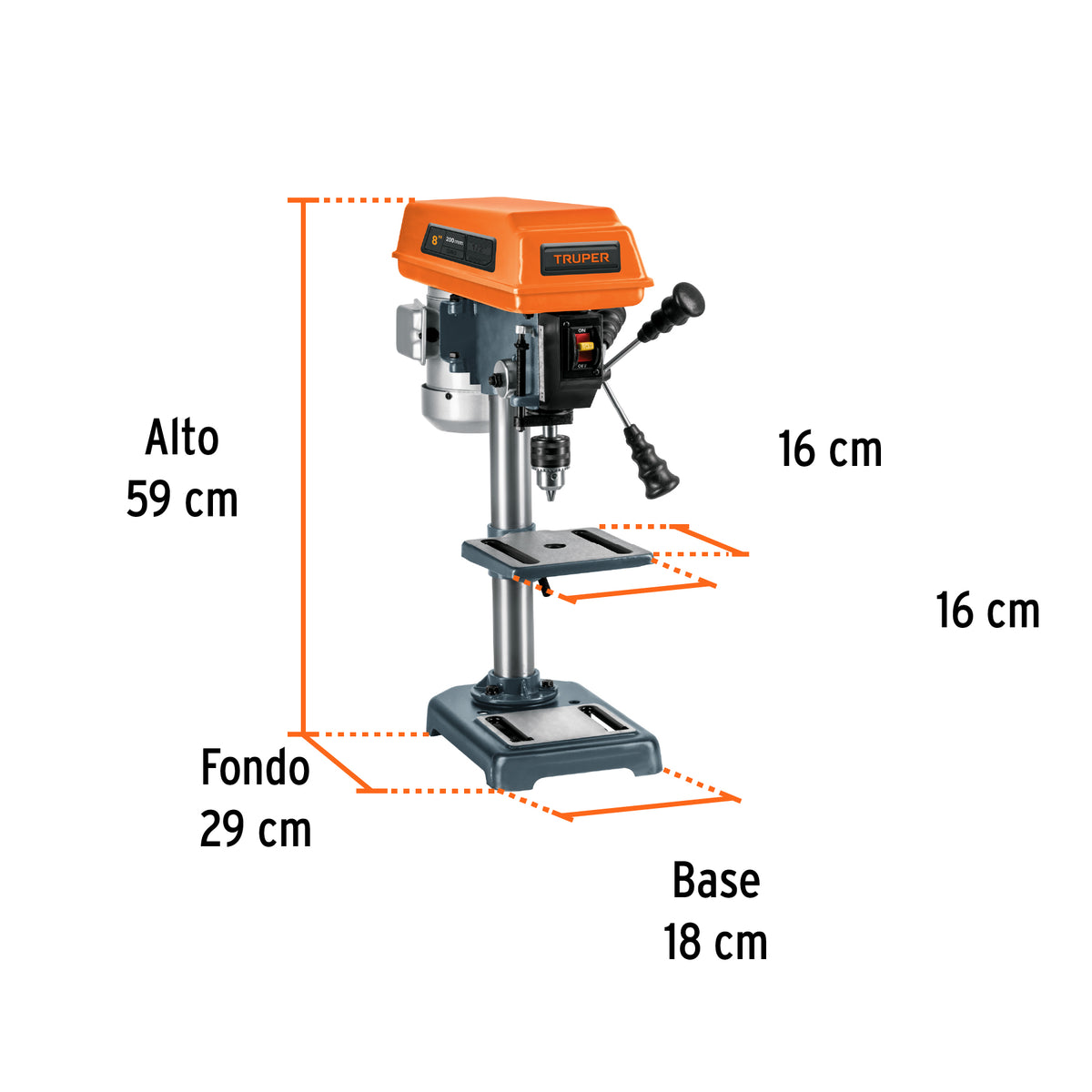 Taladro de banco 8 pulg 1/3 HP 1/2 pulg - SKU 16174