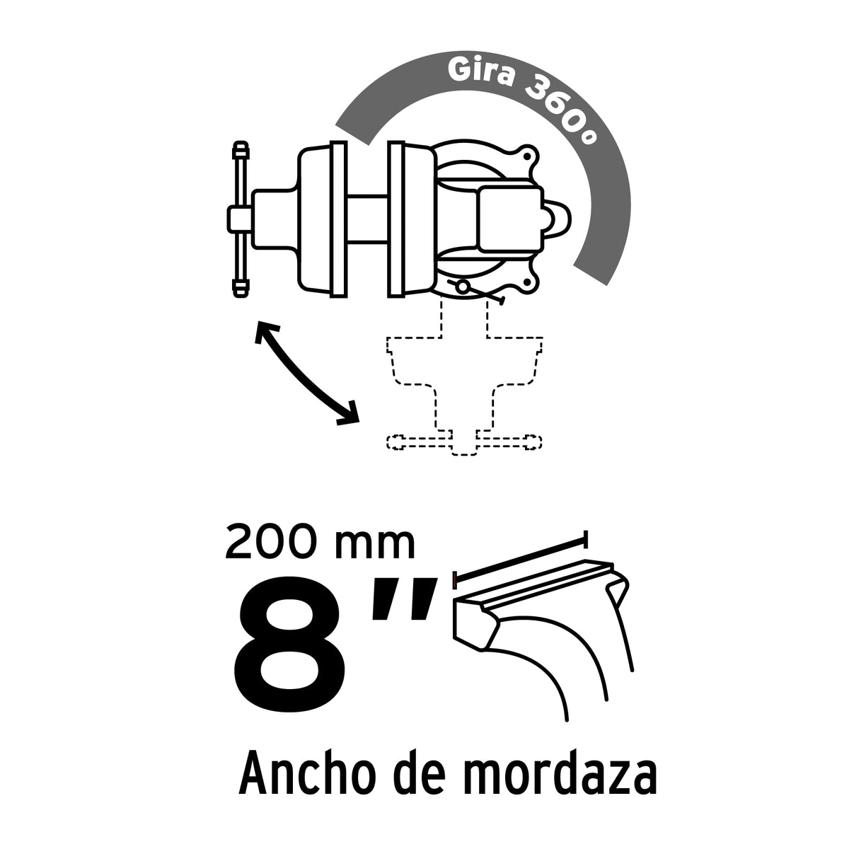 Tornillo de banco 8 pulg de hierro gris - SKU 26044