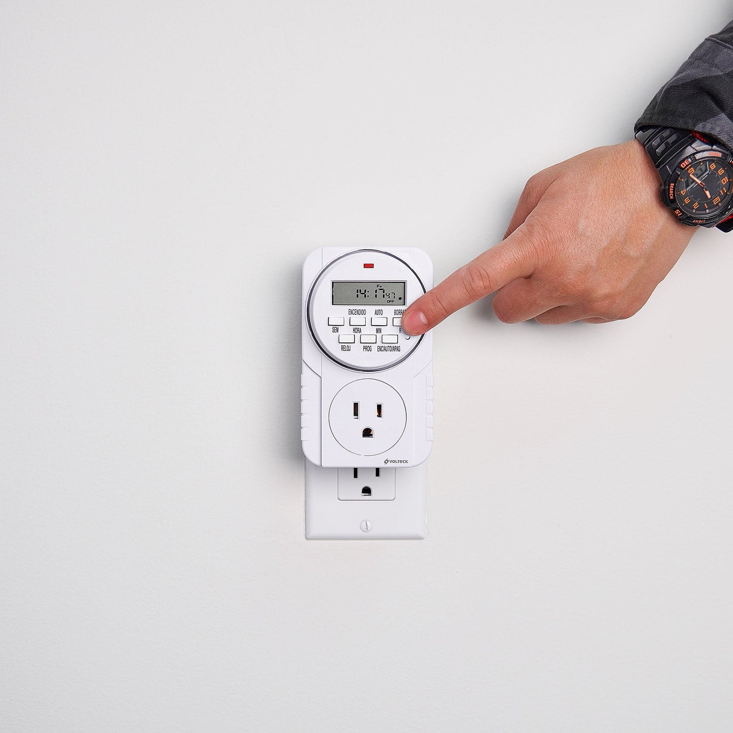 Temporizador digital de 8 eventos de 125 V con pantalla LCD